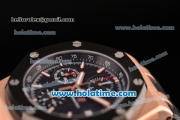 Audemars Piguet Royal Oak Offshore Chronograph Swiss Valjoux 7750 Automatic Rose Gold Case with PVD Bezel Stick Markers and Black Rubber Strap