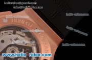 Hublot Big Bang Chrono Clone HUB4100 Automatic Rose Gold Case with Black Rubber Strap Black Dial