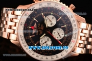 Breitling Navitimer GMT Chrono Swiss Valjoux 7750 Automatic Full Rose Gold with Black Dial and Stick Markers