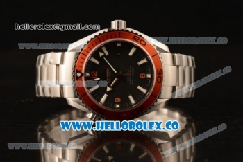 Omega Seamaster Planet Ocean 600M Co-Axial Clone Omega 8500 Automatic Steel Case/Bracelet with Black Dial and Orange Bezel (EF)