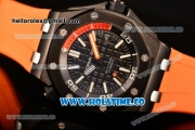 Audemars Piguet Royal Oak Offshore Diver Asia Automatic PVD Case with Black Dial Orange Rubber Strap and White Stick Markers (EF)