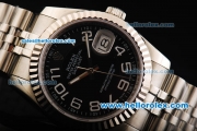 Rolex Datejust Oyster Perpetual Swiss ETA 2836 Automatic Movement Full Steel with Black Dial and White Arabic Numerals