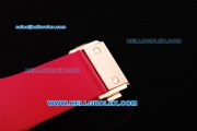Hublot Big Bang Chronograph Swiss Quartz Movement Rose Gold Case with Pink Diamond Bezel and Rubber Strap-Lady Model