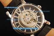 Cartier Rotonde De Cartier Skeleton Automatic Movement Steel Case with Black Leather Strap