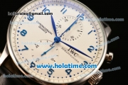 IWC Portuguese Chrono Miyota OS20 Quartz Steel Case with Black Leather Strap and White Dial