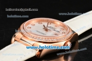 Rolex Datejust Swiss ETA 2836 Automatic Movement Rose Gold Case with MOP Dial-Diamond Markers and Diamond Bezel add Box