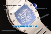 Richard Mille RM 055 9015 Auto Ceramic Case with Skeleton Dial and White Rubber Strap - 1:1 Origianl (KV)