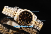 Rolex Datejust Oyster Perpetual Automatic Movement Black Dial with Diamond Markers and Two Tone Strap-Lady Model