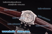 Breitling Chronomat B01 Chronograph Miyota Quartz Steel Case with White Dial and Brown Leather Strap