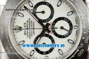 Rolex Cosmograph Daytona Clone Rolex 4130 Automatic Steel Case White Dial With Stick Markers Steel Bracelet - 1:1 Original (AR)