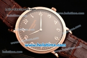 Patek Philippe Calatrava Miyota OS2035 Quartz Rose Gold Case with Brown Dial and Arabic Numeral Markers