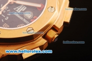 Audemars Piguet Shaquille O Neal Swiss Valjoux 7750 Automatic Rose Gold Case with Black Dial and Black Leather Strap