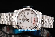 Rolex Datejust II Oyster Perpetual Automatic Movement White waviness Dial with Black Rome Numeral Marker and SS Strap