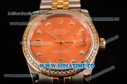 Rolex Datejust Asia Automatic Yellow Gold/Steel Case with Diamonds Bezel Red Dial and Diamonds Markers (BP)