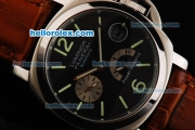 Panerai PAM 124 Luminor Power Reserve Automatic Movement Black Dial with Green Stick Markers and Brown Leather Strap