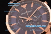 Emporio Armani Chrono Miyota OS20 Quartz Rose Gold Case with Rose Gold Strap Blue Dial