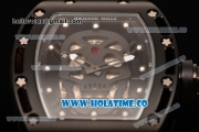 Richard Mille RM 52-01 Miyota Quartz PVD Case with Skull Skeleton Dial and White Markers