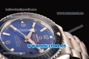 Omega Planet Ocean Clone Omega 8500 Automatic Steel Case/Bracelet with Blue Dial and White Stick Markers (EF)