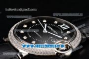 Cartier Ballon Bleu De Large Miyota Quartz Steel Case with Diamonds Bezel Black Dial and Diamond Markers