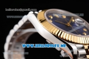 Rolex Datejust II Asia 2813 Automatic Two Tone Case/Bracelet with Dark Blue Dial and Diamonds Markers (BP)