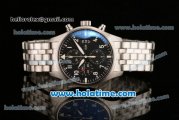 IWC Pilot Chrono Swiss Valjoux 7750 Automatic Steel Case with White Arabic Numeral Markers and Black Dial