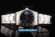 Rolex Milgauss Precision Automatic Movement Silver Case with Rose Gold Stick Markers-Blue Dial and SS Strap