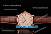 Vacheron Constantin Patrimony Miyota 9015 Automatic Rose Gold Case with White Dial Brown Leather Strap and Stick Markers