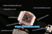 Richard Mille Felipe Massa Flyback Chrono Swiss Valjoux 7750 Automatic Steel Case with Black Rubber Bracelet Red/White Markers and Skeleton Dial