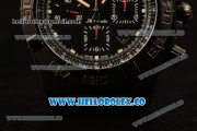 Breitling Chronomat B01 44 Blacksteel Chronograph Swiss Valjoux 7750 Automatic PVD Case with Black Dial Rubber Strap and Stick Markers