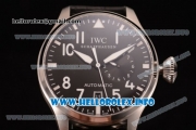 IWC Big Pilot's Watch Swiss Valjoux 7750 Automatic Steel Case with Black Dial Arabic Number Markers and Black Leather Strap