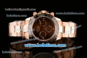 Rolex Daytona Chrono Swiss Valjoux 7750 Automatic Rose Gold Case with Numeral Markers Black Dial and Black Ceramic Bezel