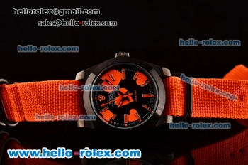 Rolex Milgauss "I lover you" Bamford Editon Orange Asia 2813 Automatic PVD Case Orange Nylon Strap with Black Dial Orange Stick Markers