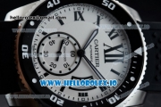 Cartier Calibre de Cartier Diver Swiss ETA 2824 Automatic Steel Case White Dial With Roman Numeral Markers Black Rubber Strap