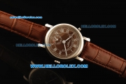 Patek Philippe Calatrava Automatic Movement Steel Case with Brown Dial and Brown Leather Strap-ETA Coating Case