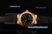 Vacheron Constantin Overseas Swiss ETA 2836 Automatic Movement Gold Case with Black Dial and Black Leather Strap