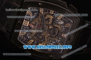 Hublot MP-06 Senna Champion 88 Chrono Miyota Quartz PVD Case with Skeleton Dial and Black Leather Strap