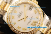 Rolex Datejust Automatic Movement ETA Coating Case with Gold Roman Numerals and Two Tone Strap