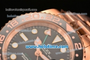 Rolex GMT-Master II Oyster Perpetual Swiss ETA 2836 Automatic Movement Full Rose Gold with Black Bezel and Black Dial