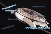 Rolex Daytona Swiss Valjoux 7750-SHG Automatic Diamond Case/Bezel with Black Dial and Black Leather Strap