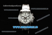 Rolex Cosmograph Daytona Clone Rolex 4130 Automatic Steel Case White Dial With Stick Markers Steel Bracelet - 1:1 Original (AR)