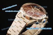 Tag Heuer Carrera Chronograph Miyota Quartz Movement Full Steel with Brown Dial and Stick Markers-7750 Coating Case