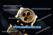 Rolex Daytona Chrono Clone Rolex 4130 Automatic Yellow Gold Case with Yellow Dial Red Second Hands Ceramic Bezel and Black Rubber Strap (EF)