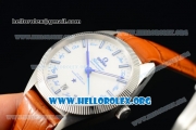 Omega Globemaster Annual Calendar Miyota 9015 Automatic Steel Case with White Dial and Orange Leather Strap (AAAF)