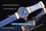 Hublot Big Bang Tutti Japanese Miyota Quartz Rose Gold Case with Blue Dial Stick Markers and Blue Rubber Strap