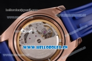 Rolex Yacht-Master 40 Miyota 8215 Automatic Rose Gold Case with Blue Dial and Dot Markers Blue Rubber Strap