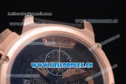 U-Boat Chimera Skeleton Chronograph Miyota OS10 Quartz Rose Gold Case with Black Leather Strap Skeleton Dial and Rose Gold Bezel
