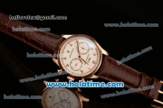 IWC Portuguese Chrono Miyota OS20 Quartz Rose Gold Case with White Dial Numeral Markers and Brown Leather Bracelet