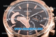 Tag Heuer Grand Carrera Calibre 36 Chrono Miyota Quartz Rose Gold Case with Black Dial and Stick Markers