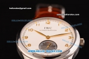 IWC Portuguese Swiss ETA 2836 Automatic Steel Case with White Dial and Gold Numeral Markers - Brown Leather Strap