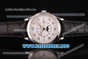 Patek Philippe Grand Complications Perpetual Calendar Miyota Quartz Steel Case with White Dial and Silver Arabic Numeral Markers